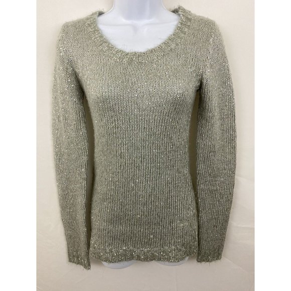 Rue 21 Small Gray Silver Sparkly Sequin Acrylic Wool Long Sleeve Knit Sweater - Picture 5 of 12